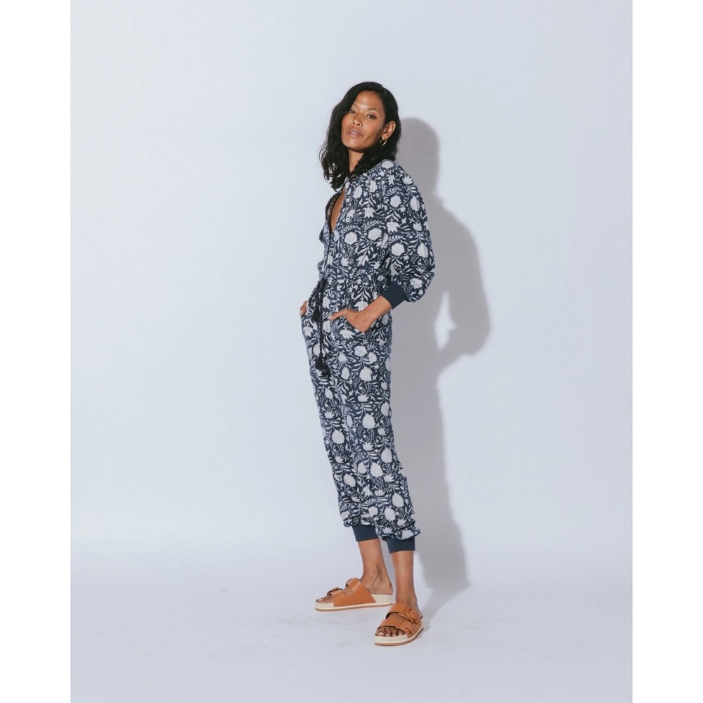 Cleobella Stella Lounge Jumpsuit - Navy Block Print